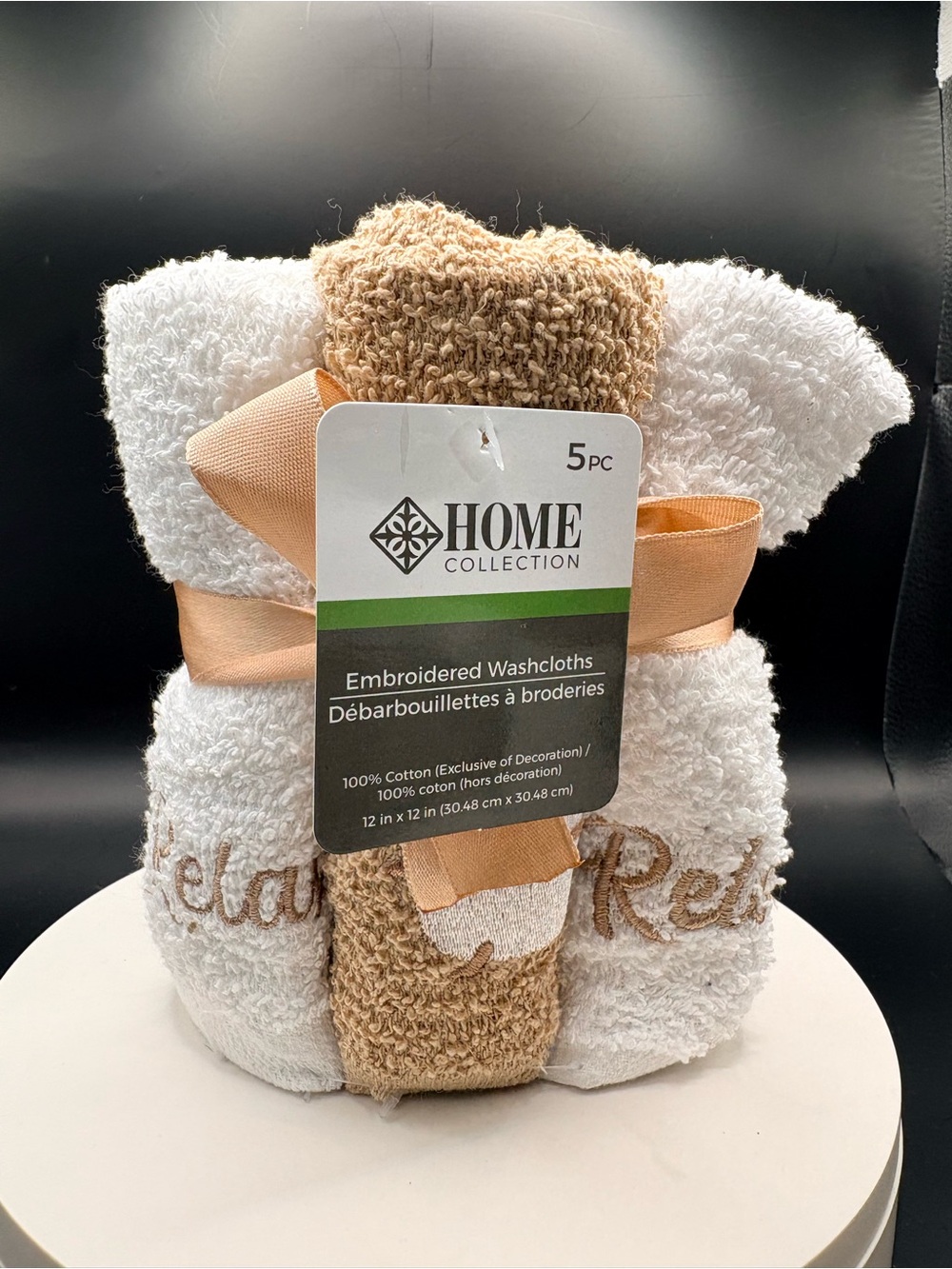 Plush Rolled Towel Set in White and Tan FOR GUESTS ALSO